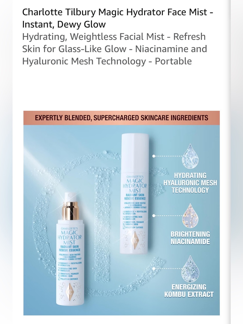 Charlotte Tilbury Magic Hydrator Mist /radiant skin/smoother younger looking ski